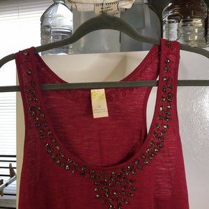 Anthropologie Womens Beaded Neck Tank Top Large